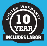 Ten year warranty - includes labor